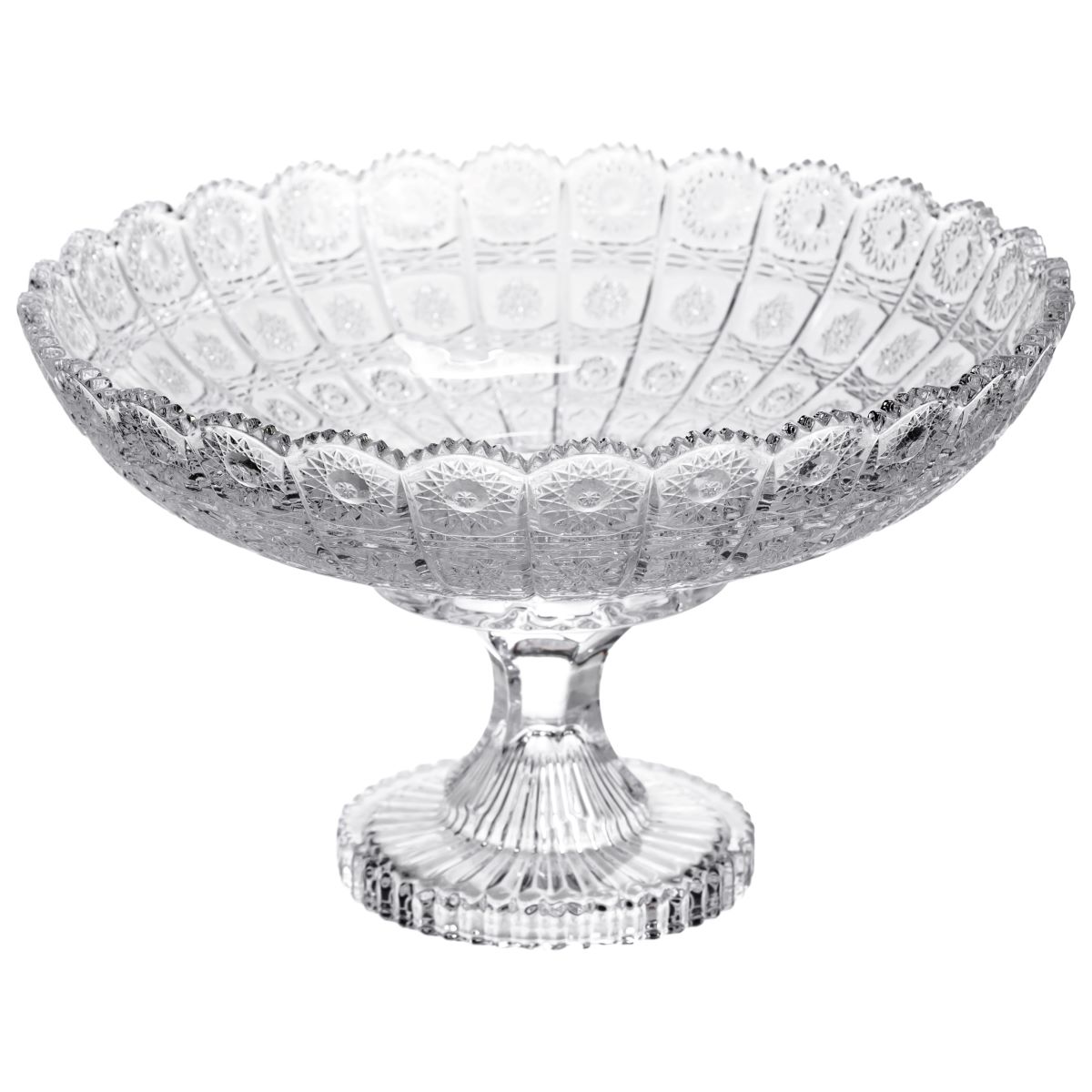 Фруктовниця на ніжці скляна Queen Lace 32 см під кришталь Yiwu HP-34-47