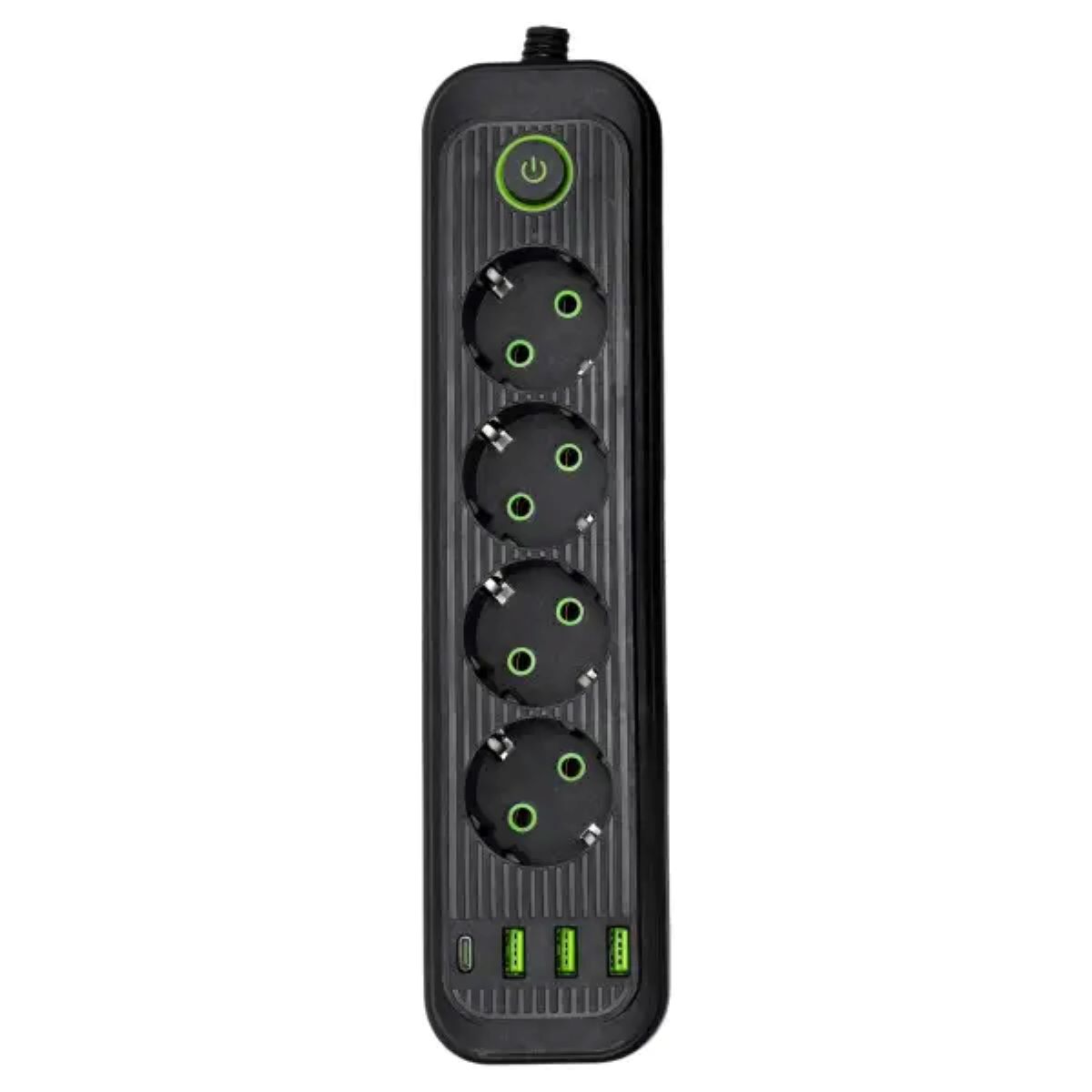 Мережевий фільтр-подовжувач 4 розетки 3xUSB-A 1xUSB-C 3м чорний HP-5-38M