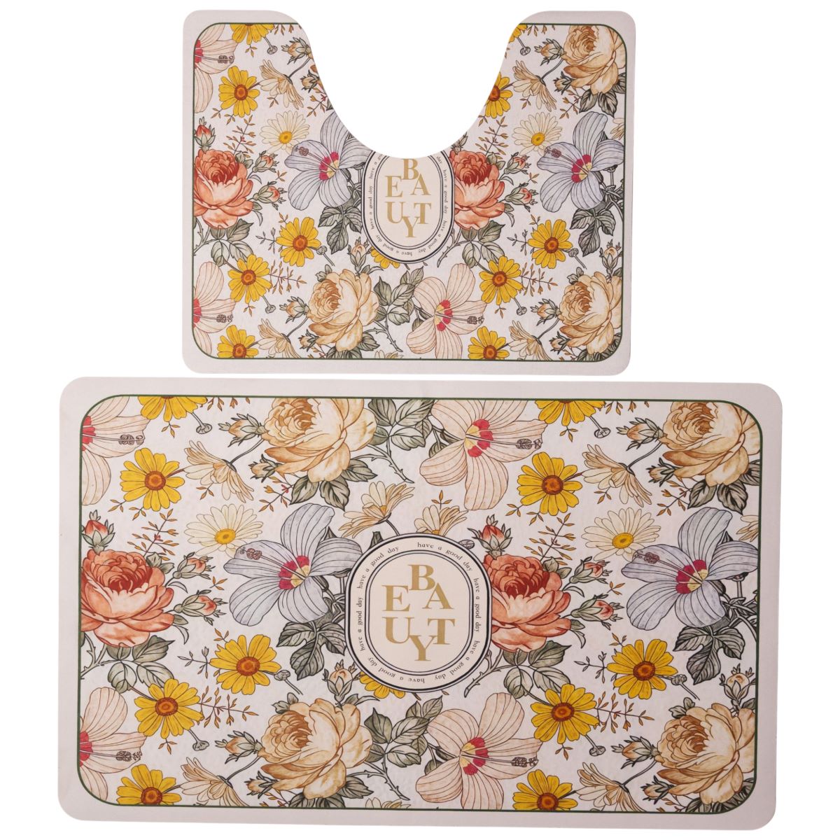 Набір килимків для ванни Flowers 2 штуки 80*50 см/50*40 см діатомітових Yiwu HP-42-174
