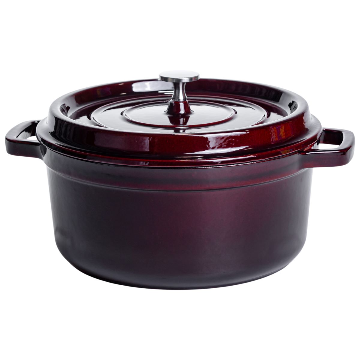 Кокотниця чавунна емальована 4,5 л, бургунді Yiwu HP-FLG-11 burgundy