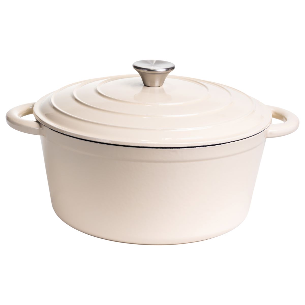 Каструля чавунна емальована 6,5 л, бежевий Yiwu HP-FLG-3 WHITE