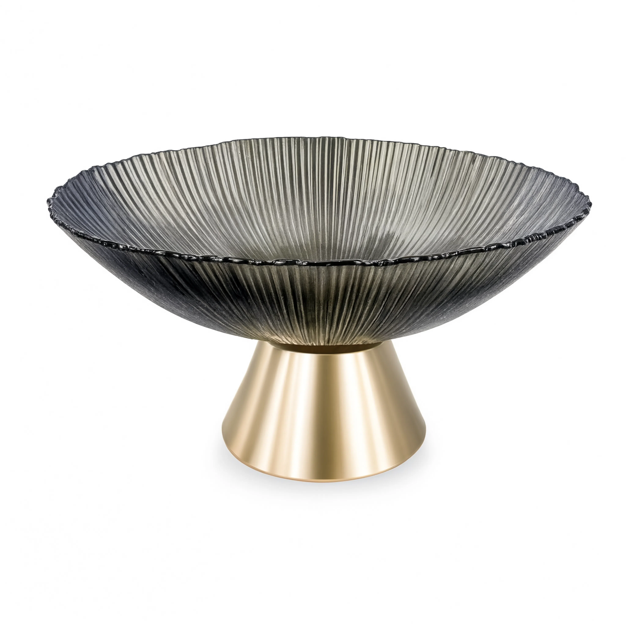Фруктовниця скляна «Gold & Grey» 15 см на золотій ніжці Yiwu HP-34-117