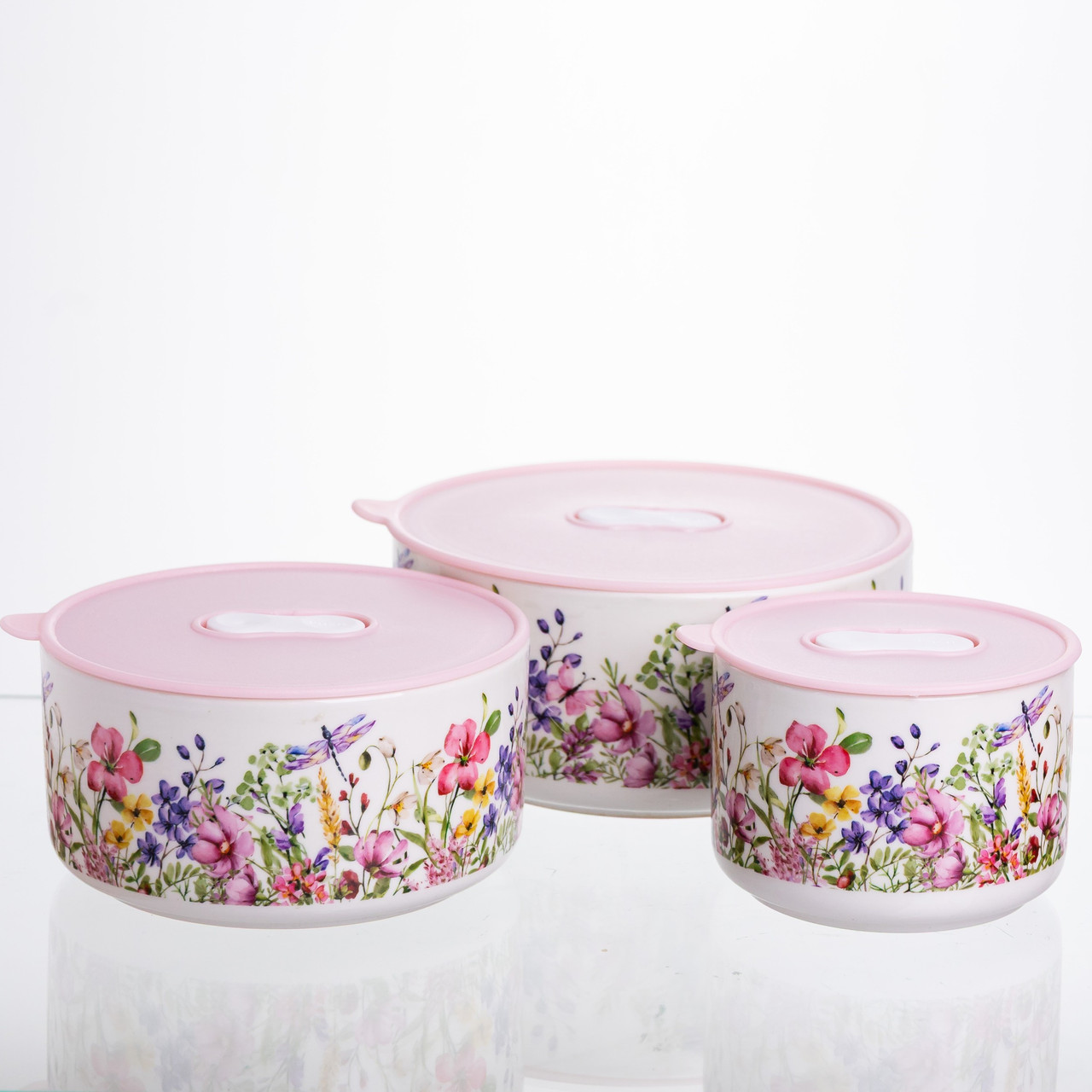 Контейнери для їжі порцелянові Flowers 9,5/13/15 см Yiwu TS-3P-2