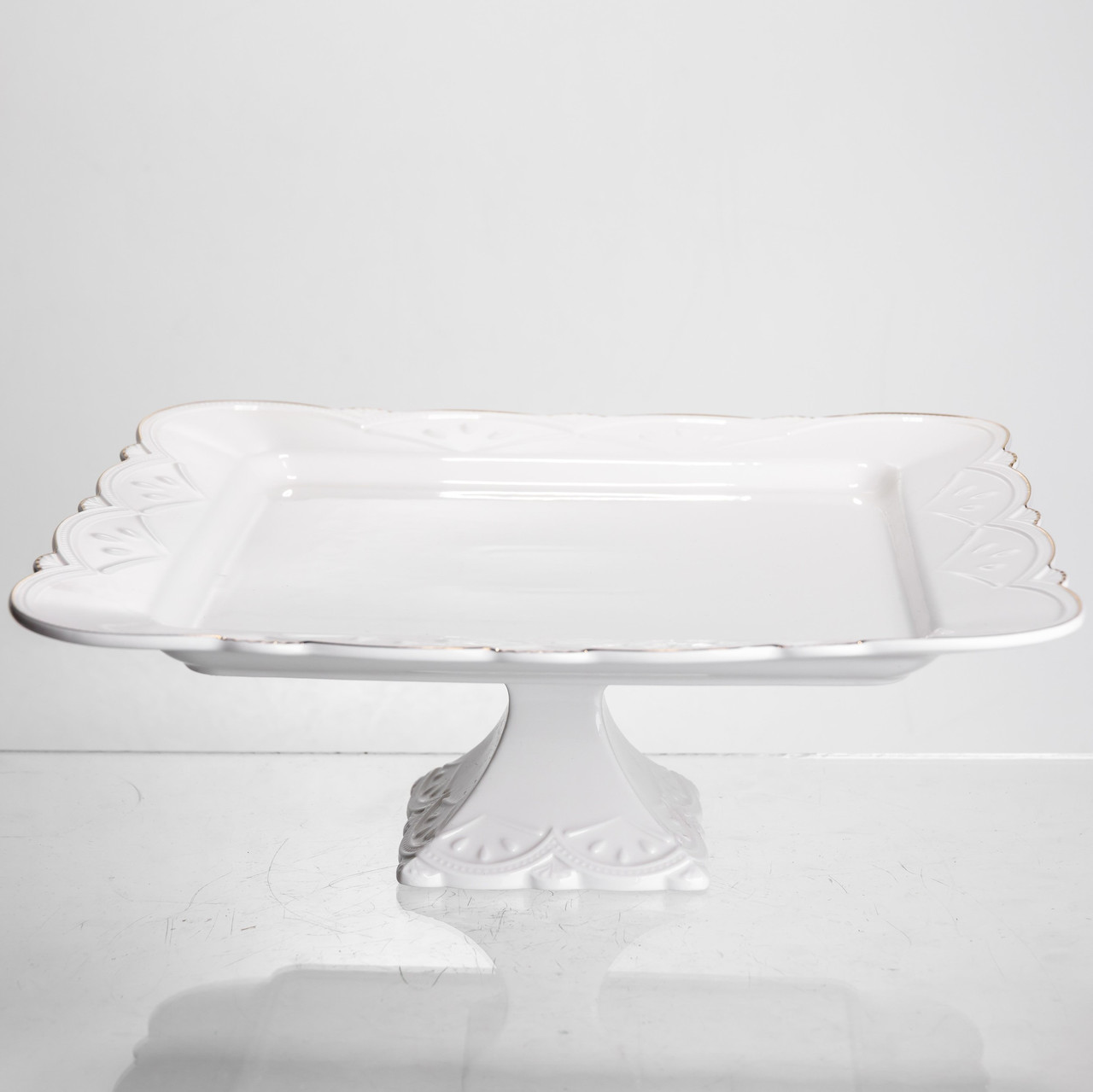 Блюдо на ніжці квадратне порцелянове Pearl 30,5*30,5 см Yiwu 120-YH-HG039