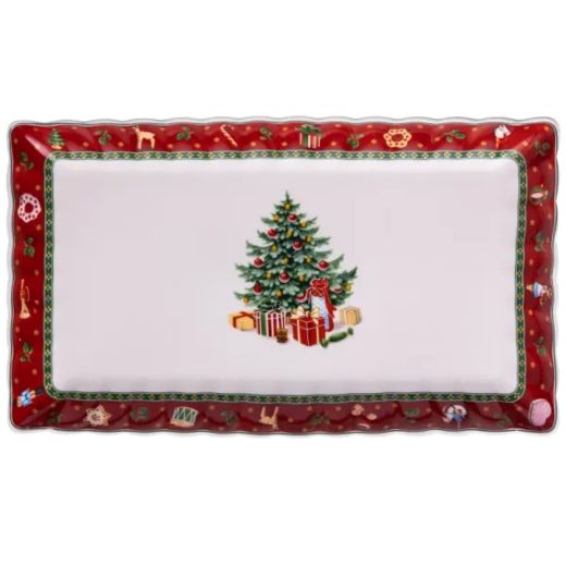 Сервірувальне новорічне блюдо для закусок Christmas 30,5×17,5×2,5 (см) прямокутне з порцеляни HP-SDHK-21