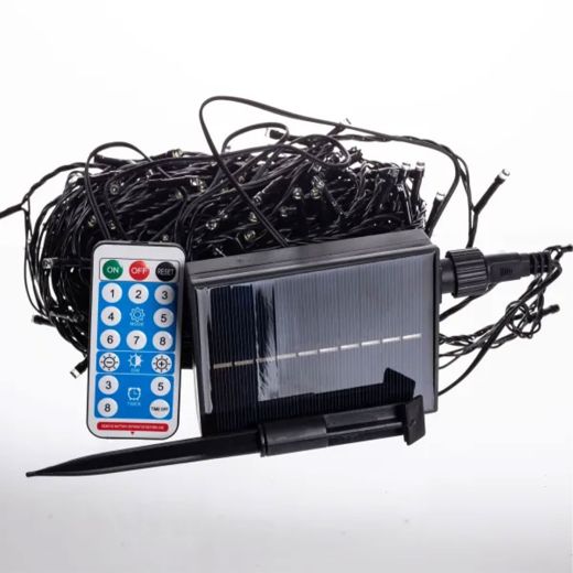 Новорічна гірлянда вулична 30 м 300 LED з сонячною батареєю чорний провід Жовтий SB300L30MBY