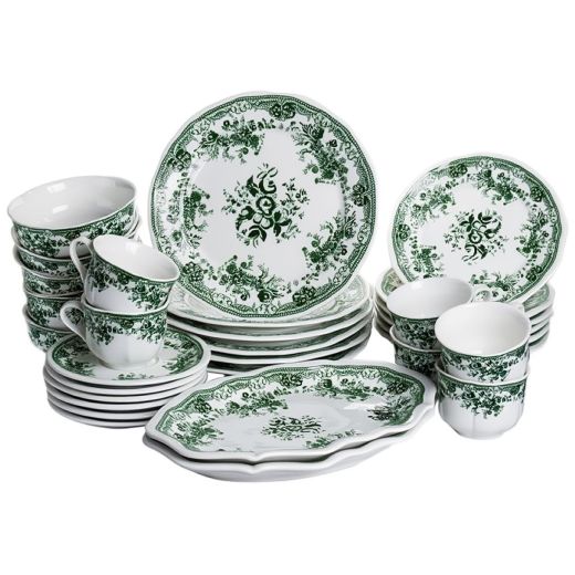 Столовий набір посуду 32 предмети на 6 осіб Vintage Elegant порцеляновий Зелений YY78-7A