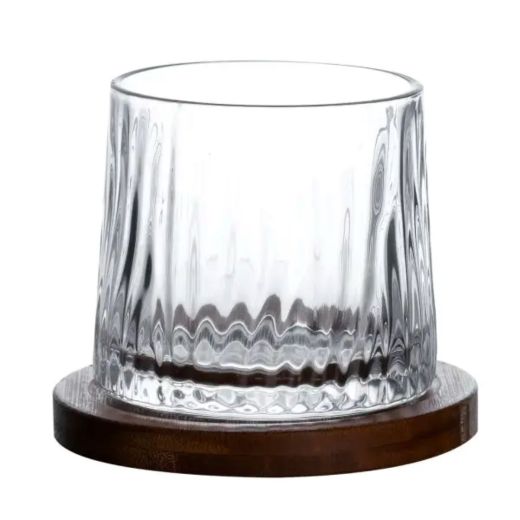 Склянка для віскі Dof 300 мл Jiga Rotating Rocks glass з бамбуковою підставкою HP1601