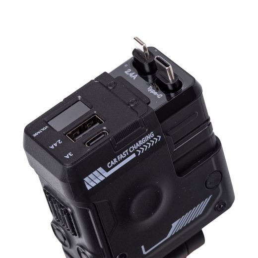 Автомобільний зарядний пристрій MECHA з висувними кабелями та портами USB/Type-C Чорний HP-A1B