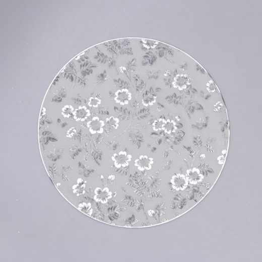 Килимок для сервірування столу Flowers 38 см, срібло HP-36327-12G